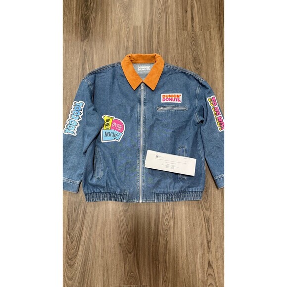 Other - Dunkin’ Donuts Denim 90’s Jacket Unisex Sz Large SOLD OUT - SUPERBOWL PROMO